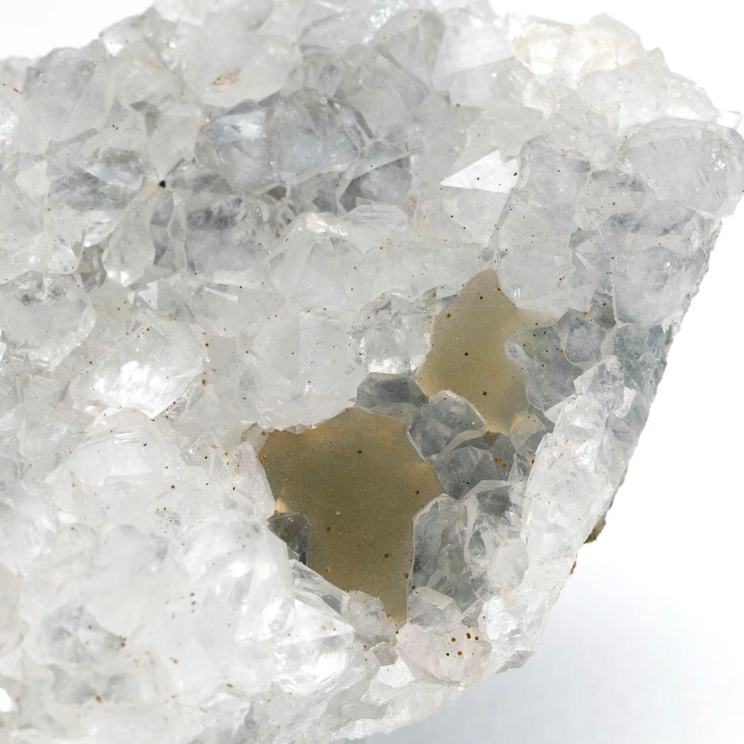 【球状結晶】イエローフローライト、水晶 78×45×22mm