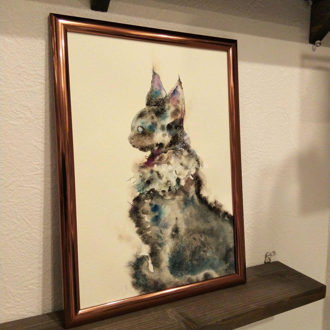 原画 猫 黒猫 ダークファンタジー ホラー アート 絵画 画家 ハンドメイド