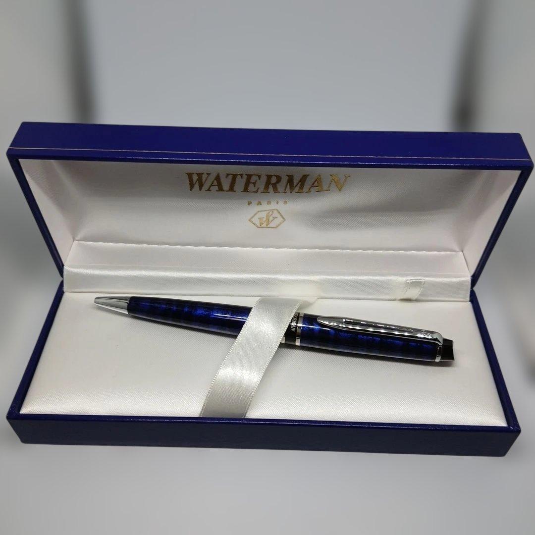 WATERMAN エキスパート青と黒のまだら模様　ボールペン