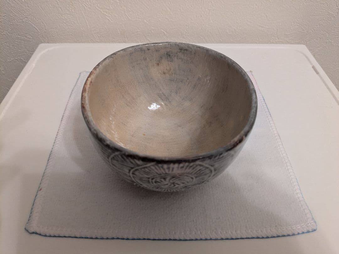 奈*巳様 坂倉新兵衛　萩茶碗　共箱　口径11-12cm