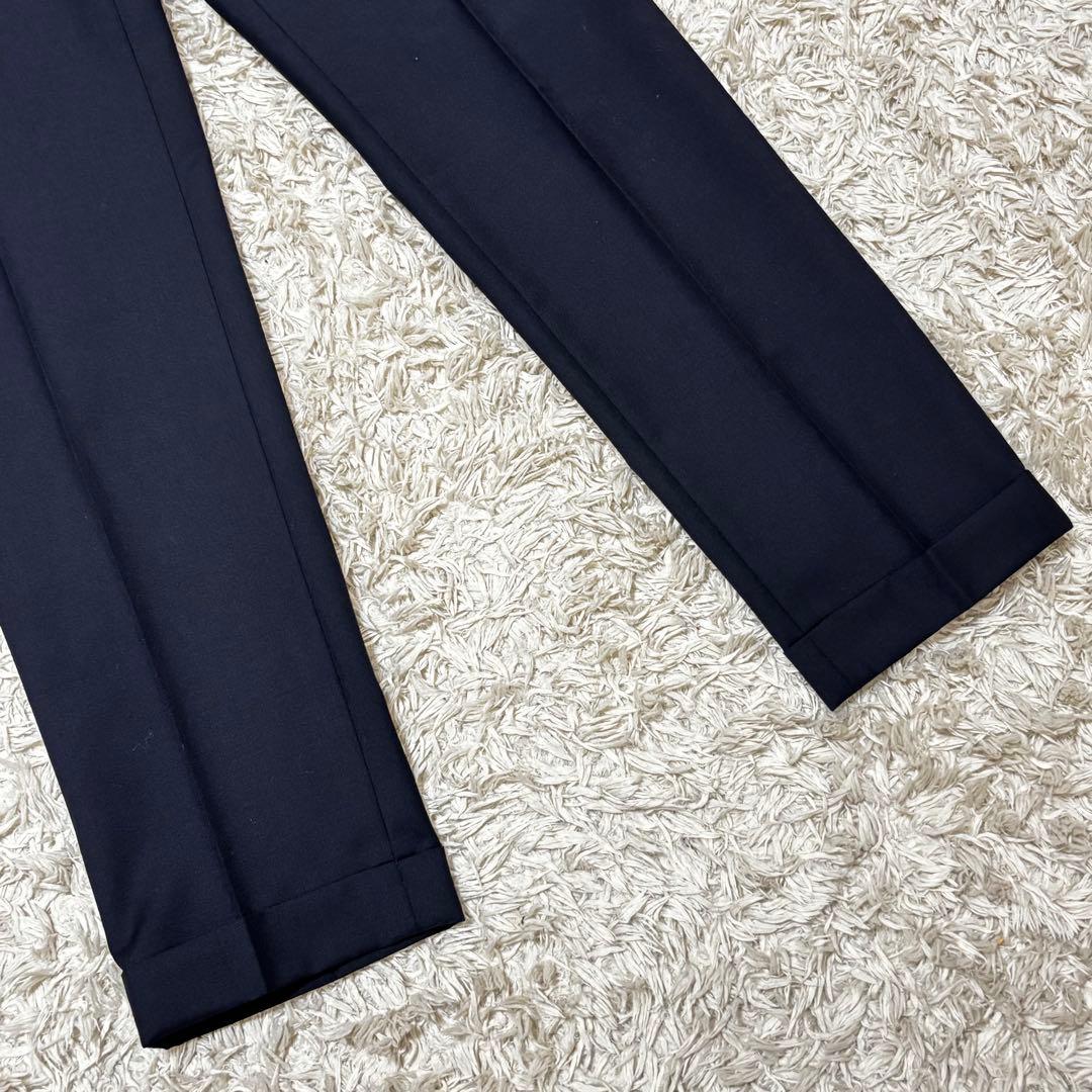 【美品】INCOTEX SLIM FITウールスラックス ネイビー 44