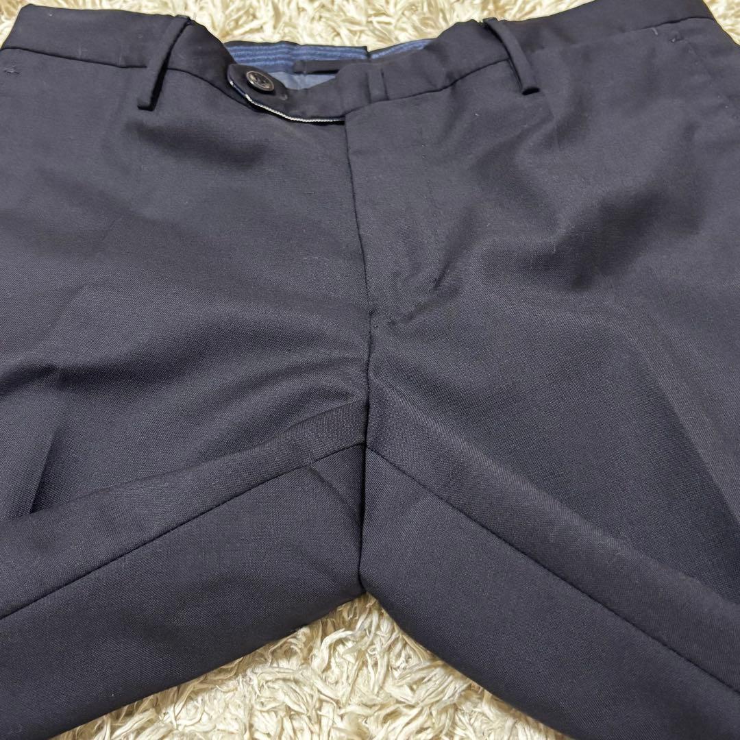 【美品】INCOTEX SLIM FITウールスラックス ネイビー 44