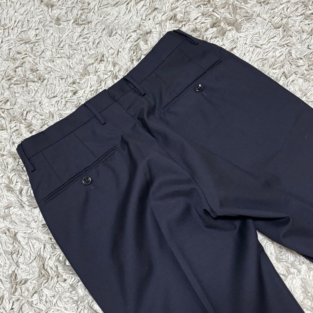 【美品】INCOTEX SLIM FITウールスラックス ネイビー 44