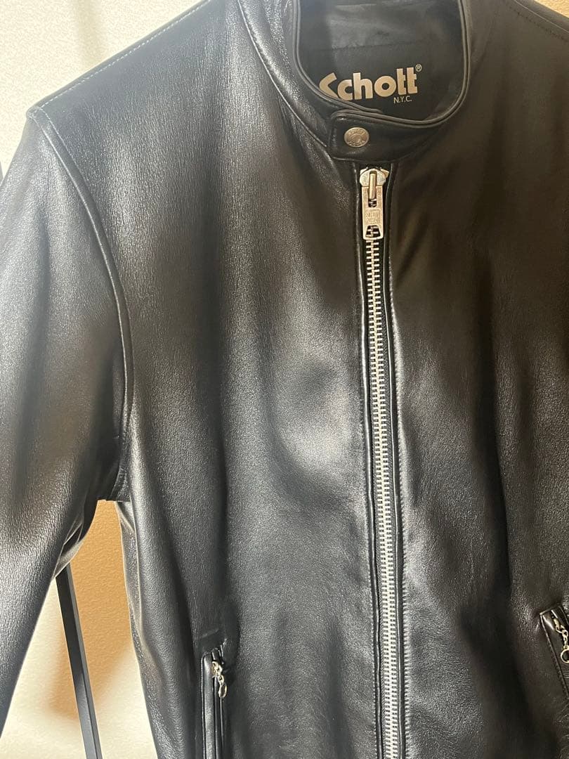 ショット schott ラムレザーシングルライダースジャケット Lサイズ