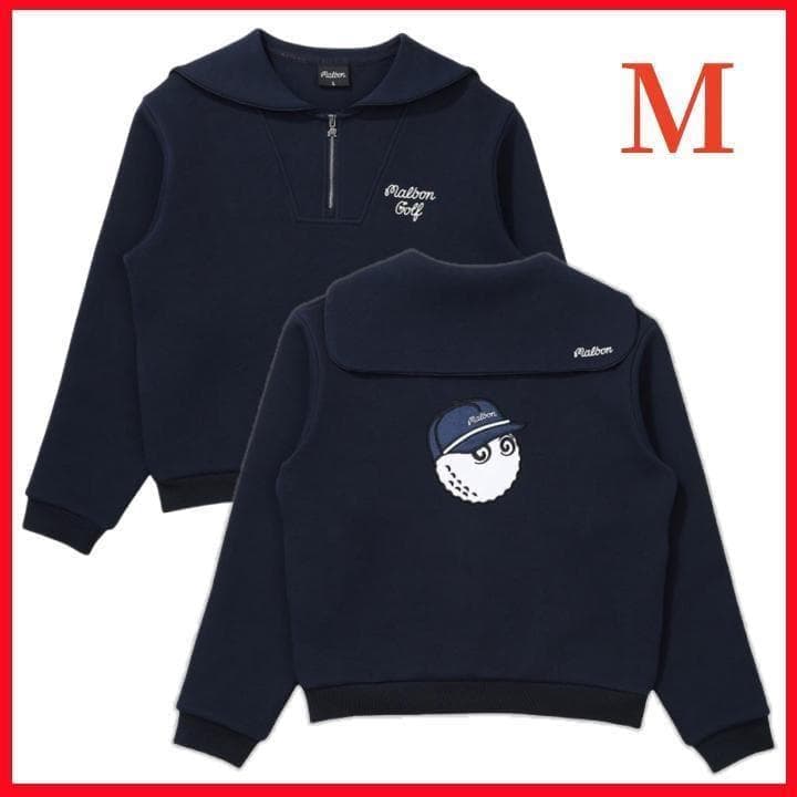 紺色M マルボンゴルフ ハーフジップ Malbon Golf アップスウェット