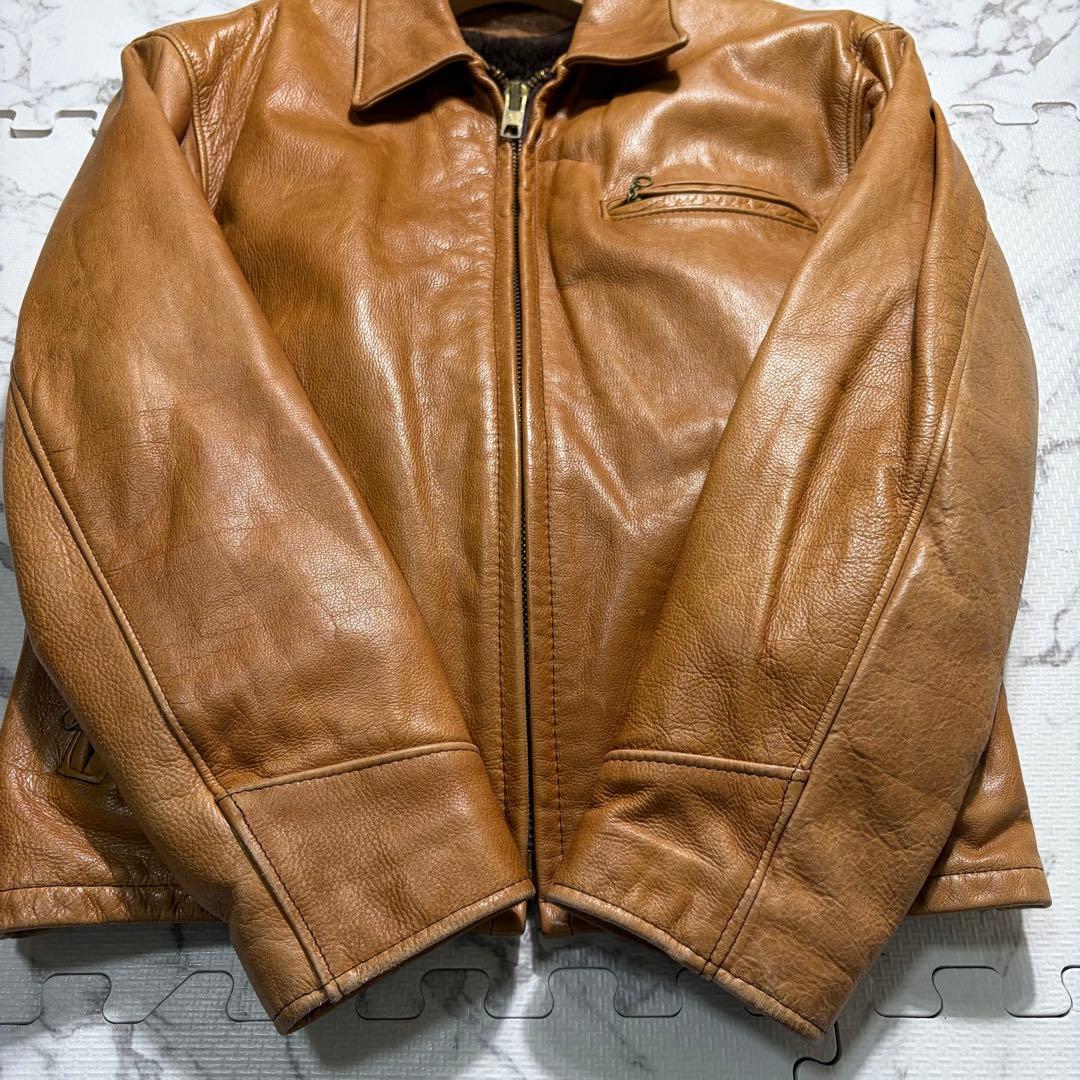 奇跡の42size✨schott トラッカージャケット AT101 袖リブ 茶色