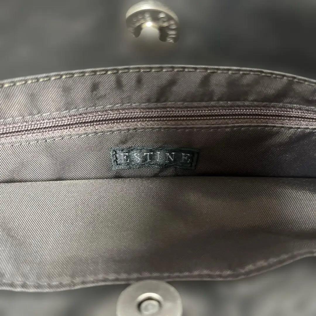 ESTINE レザー編みハンドバッグタッセル付き　ブロンズシルバー　お着物にも