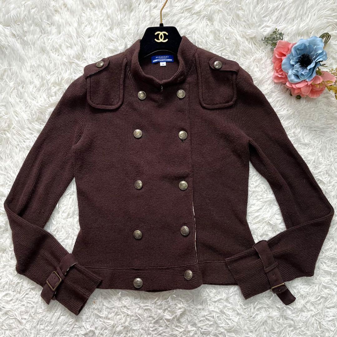 美品✨バーバリーブルーレーベル ナポレオンカーディガン ノバチェック 38 茶