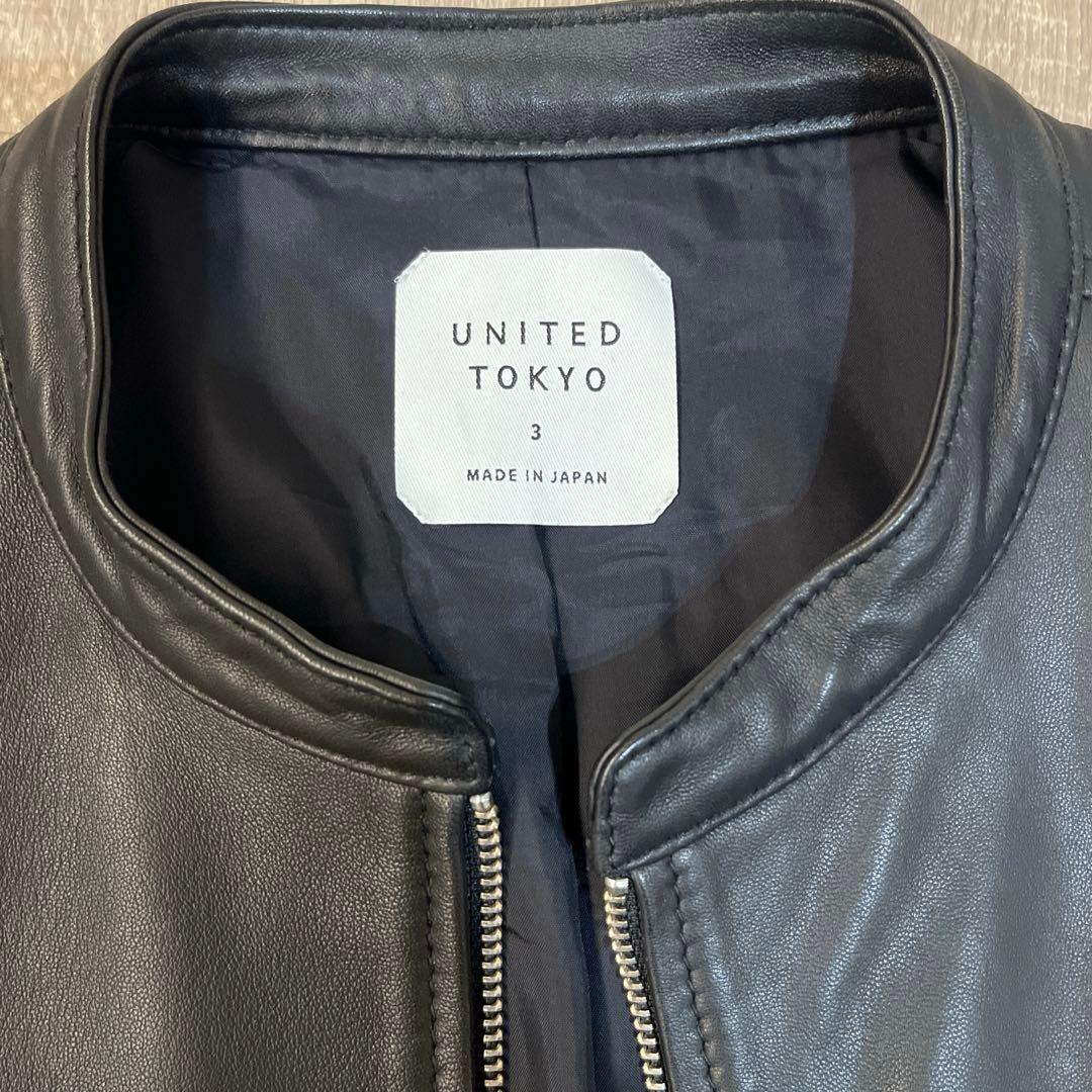 【極美品】UNITED TOKYO ラムレザー シングルライダース 3