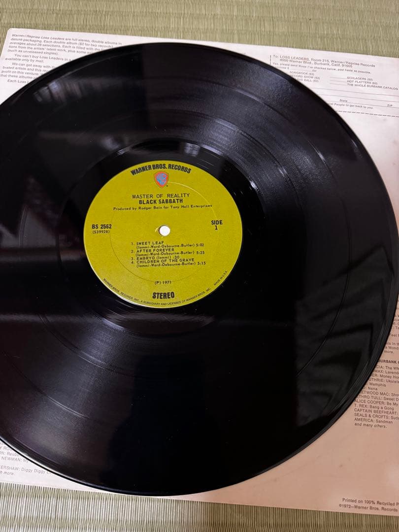 洋楽 BLACK SABBATH MASTER OF REALITY LP