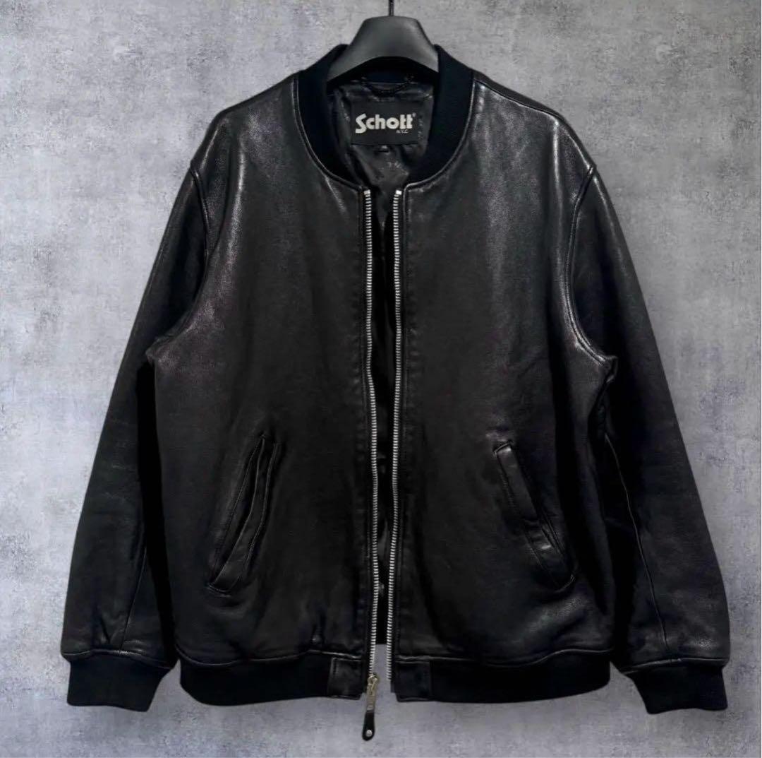極美品‼️ショット バワリージャケット Schott ブラック XXL レザー 黒