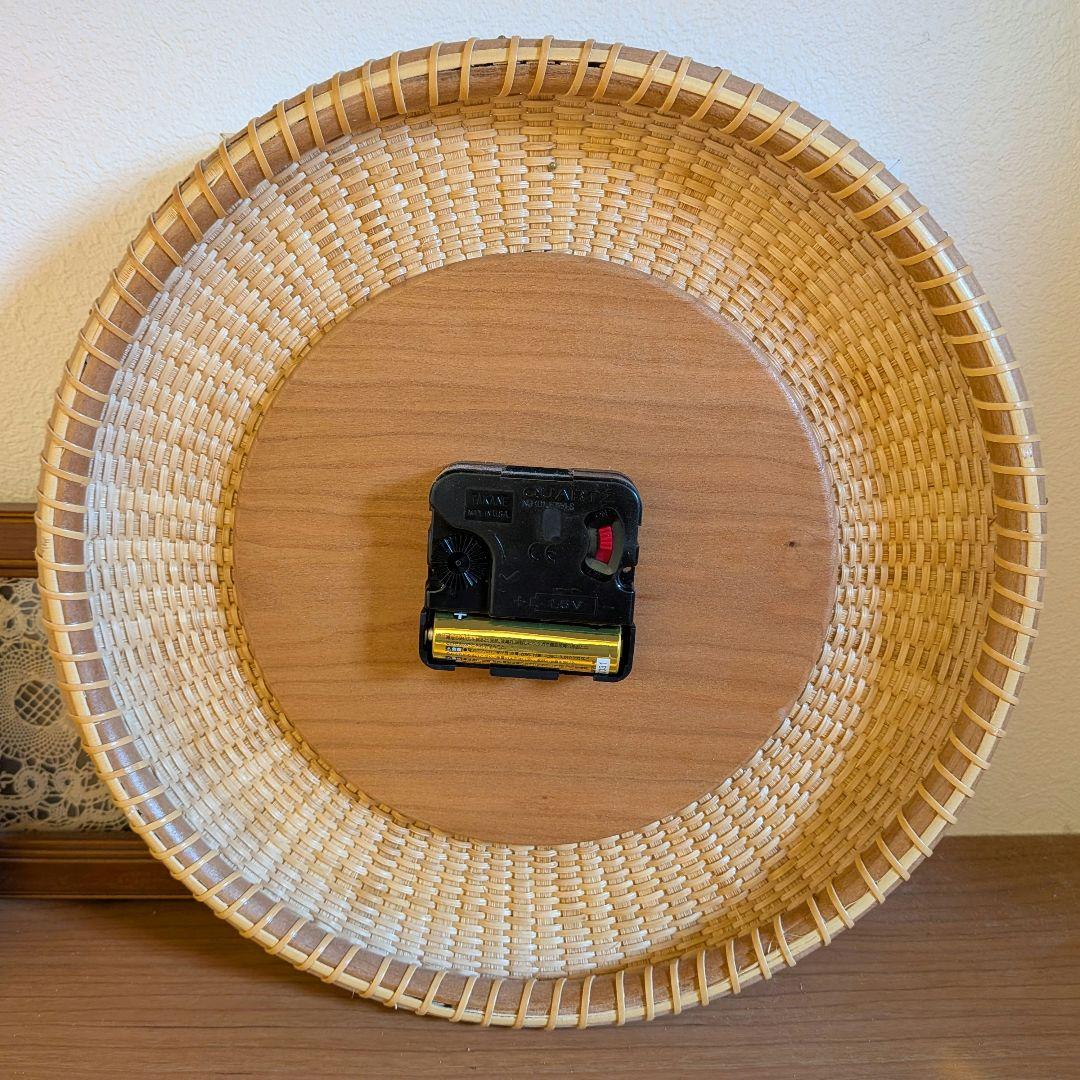 ナンタケットバスケット　ラタン製置時計 ナチュラルウッド 直径約25cm