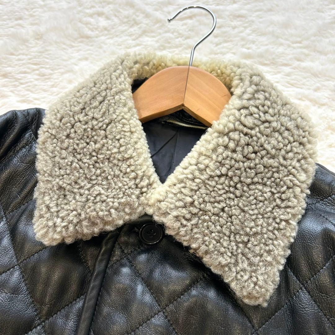【希少】Yohji Yamamoto 襟ムートン ラムレザー ダイヤキルトコート