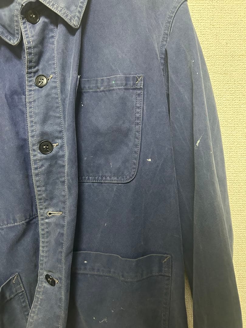 ワークジャケット 青 ブルー チョアコート 古着 S.N.C.タグ 100/72