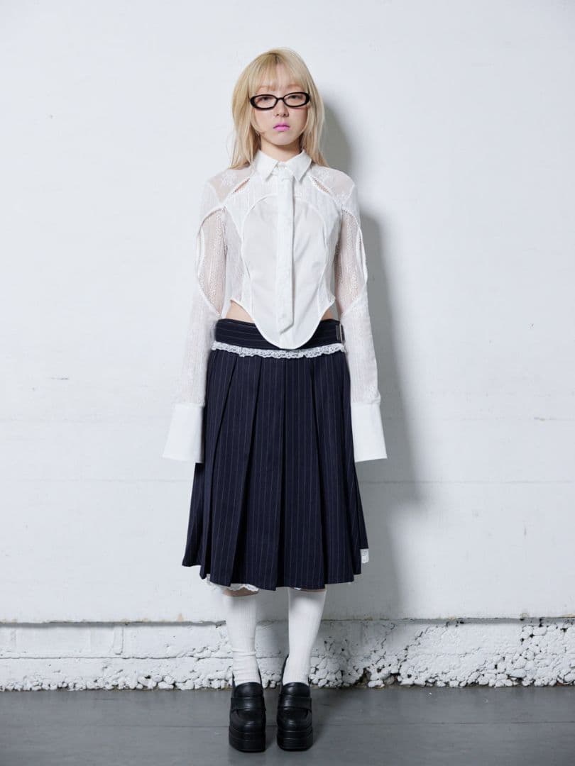 トップス neith.Lace Tied Shirts(White)