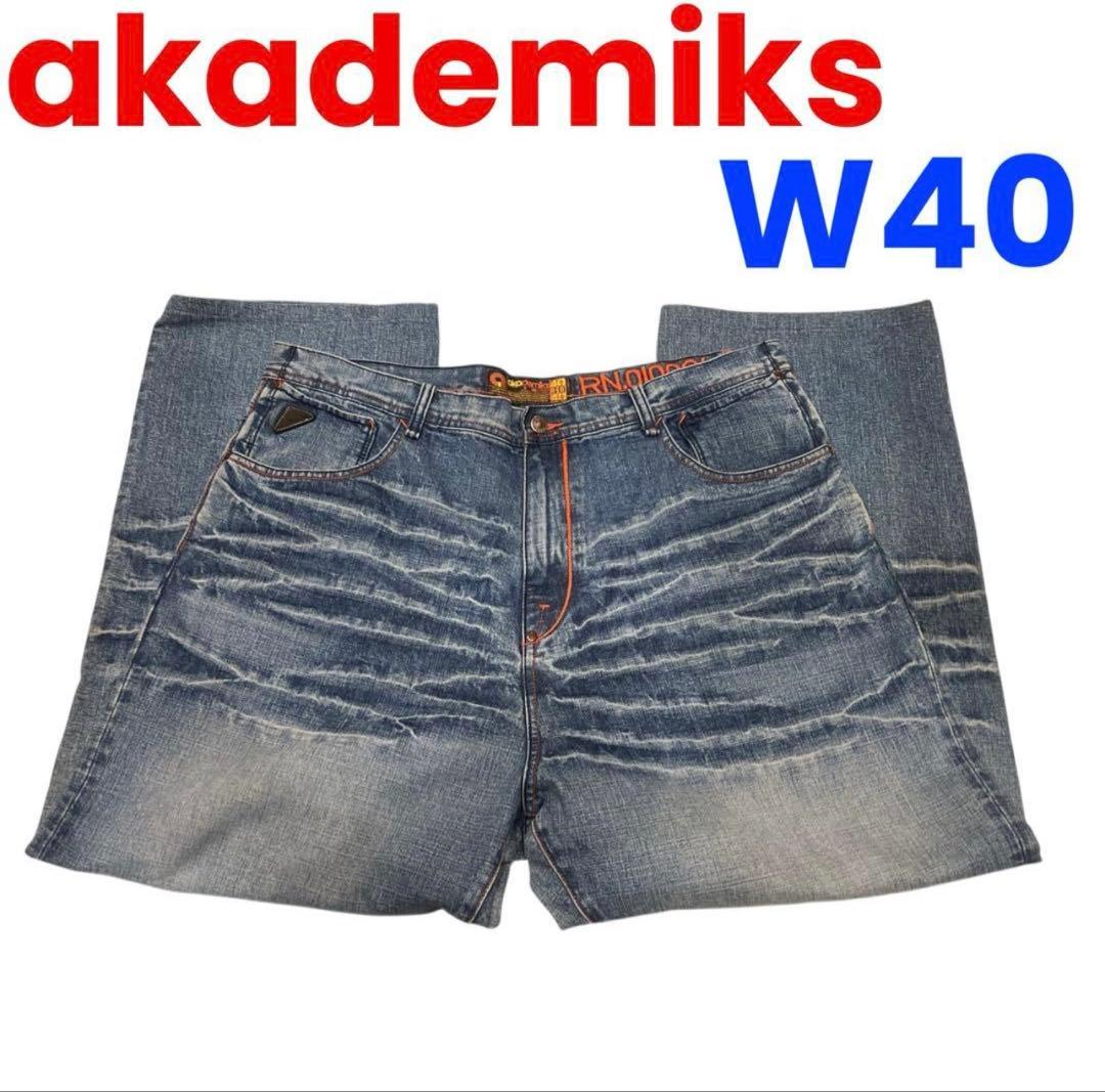 遊覧船 y2k\"akademiks \"鬼ヒゲハチノスW40 極太デニム