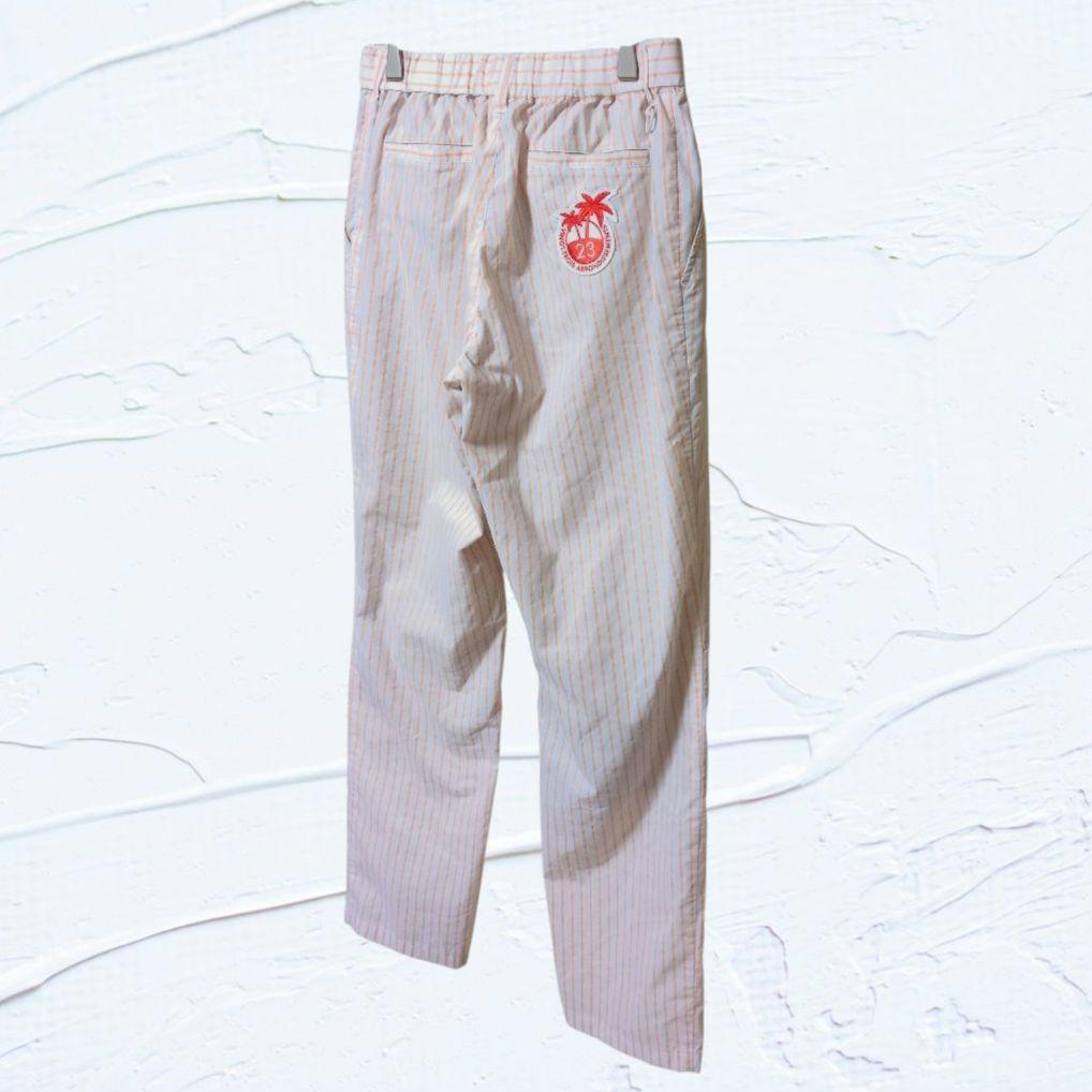 ❤美品❤23区GOLF ゴルフパンツ ストライプ ワッペンロゴ ゆったりサイズ3