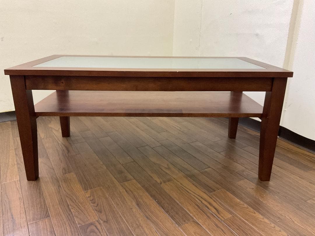 【中古】ローテーブル 天板スモークガラス 幅900×奥行450×高さ400mm