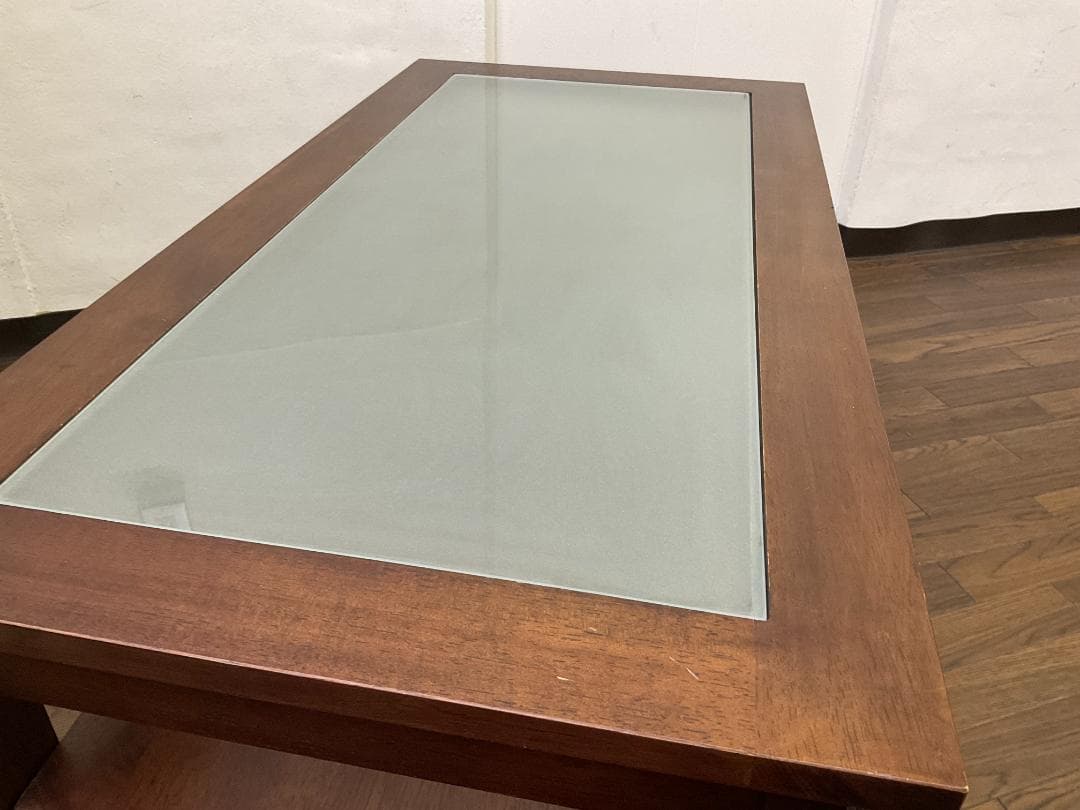 【中古】ローテーブル 天板スモークガラス 幅900×奥行450×高さ400mm