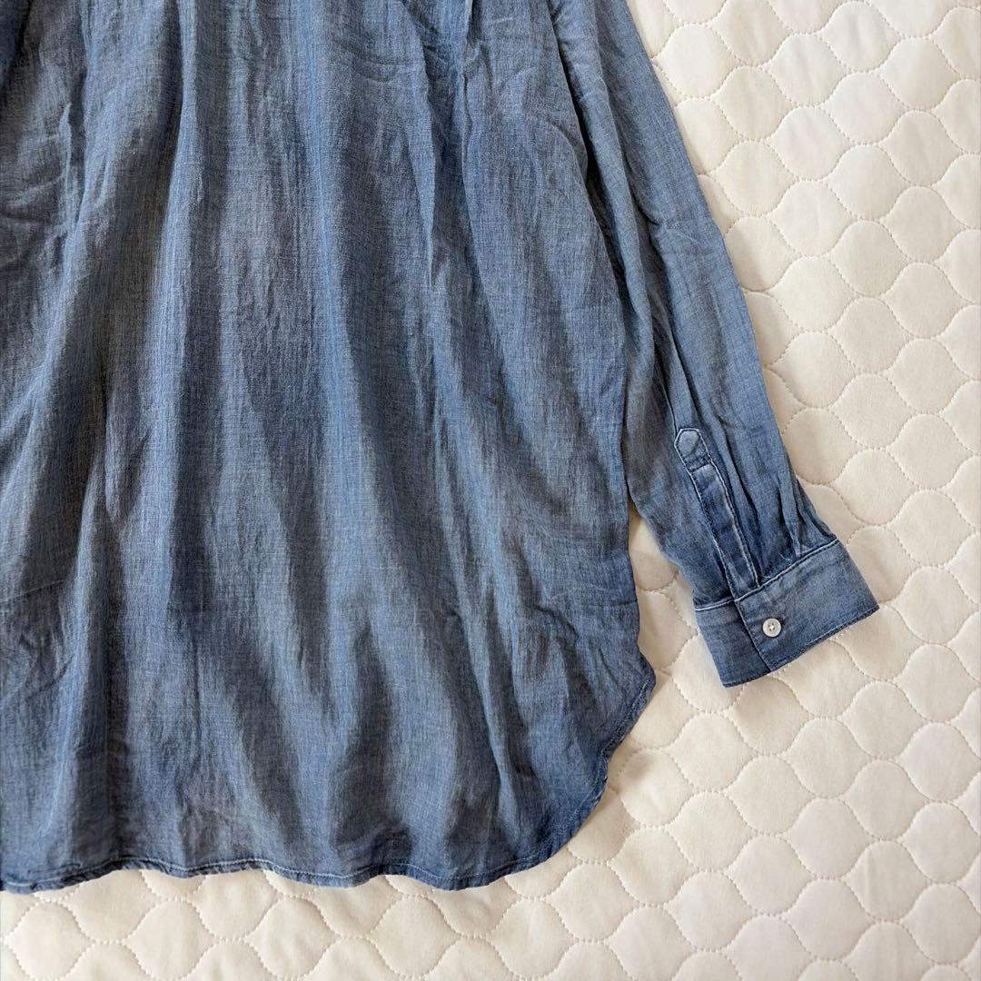【美品】BEARDSLEY 《FRIPIER》シフォンデニムシャツ　ブルー