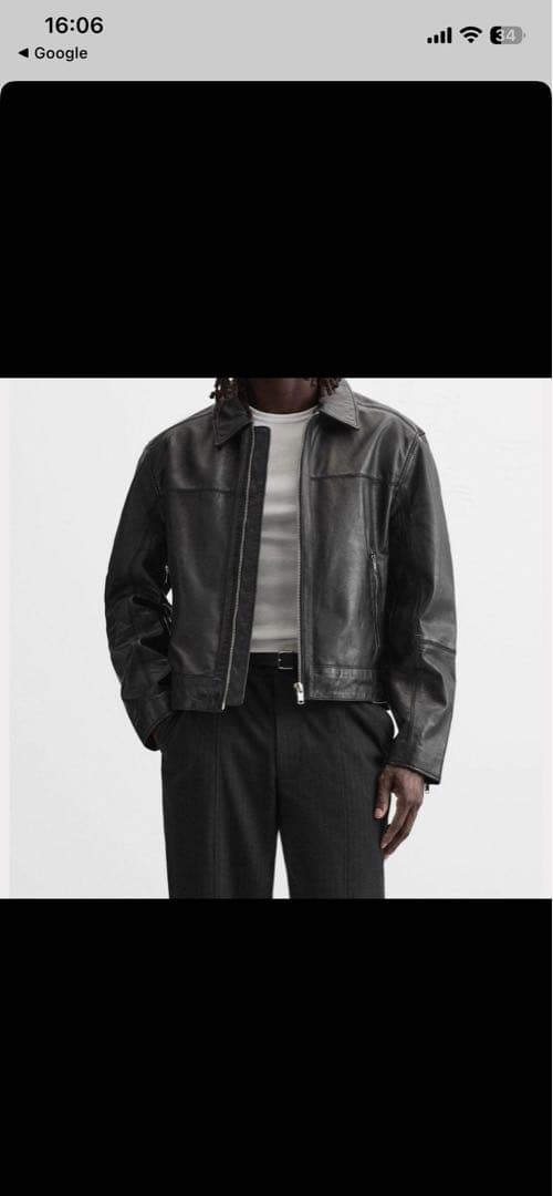 25ss M zara レザージャケット 本革 ボクシーフィット