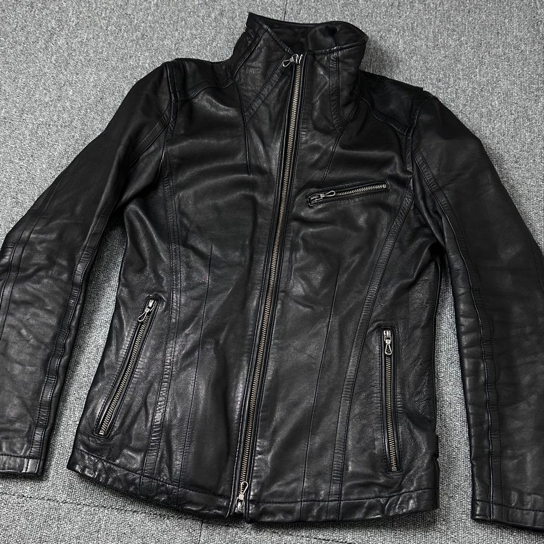 SCHLUSSEL レザージャケット 羊革 ライダースジャケット 黒 シュリセル