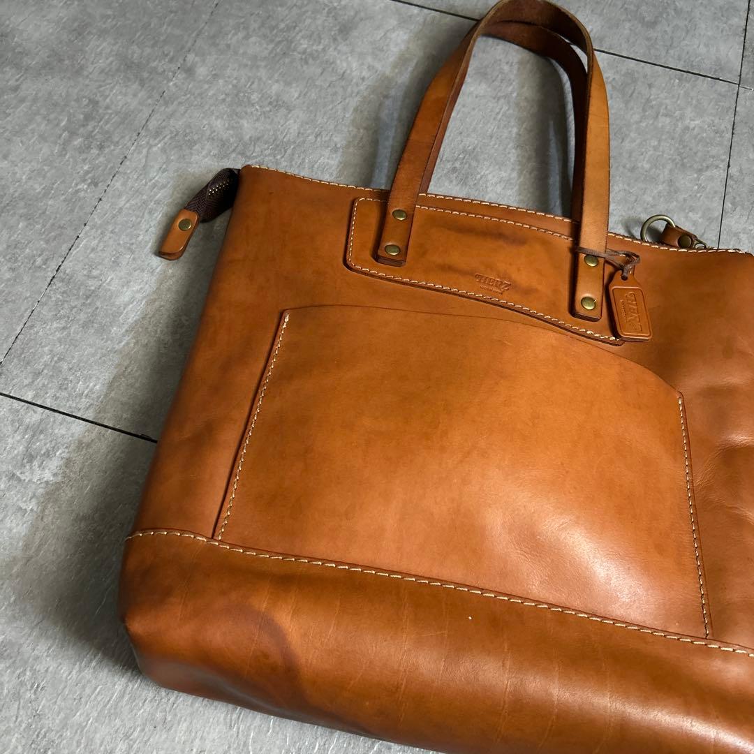 HERZトートバッグ本革オールレザーヴィンテージキャメル