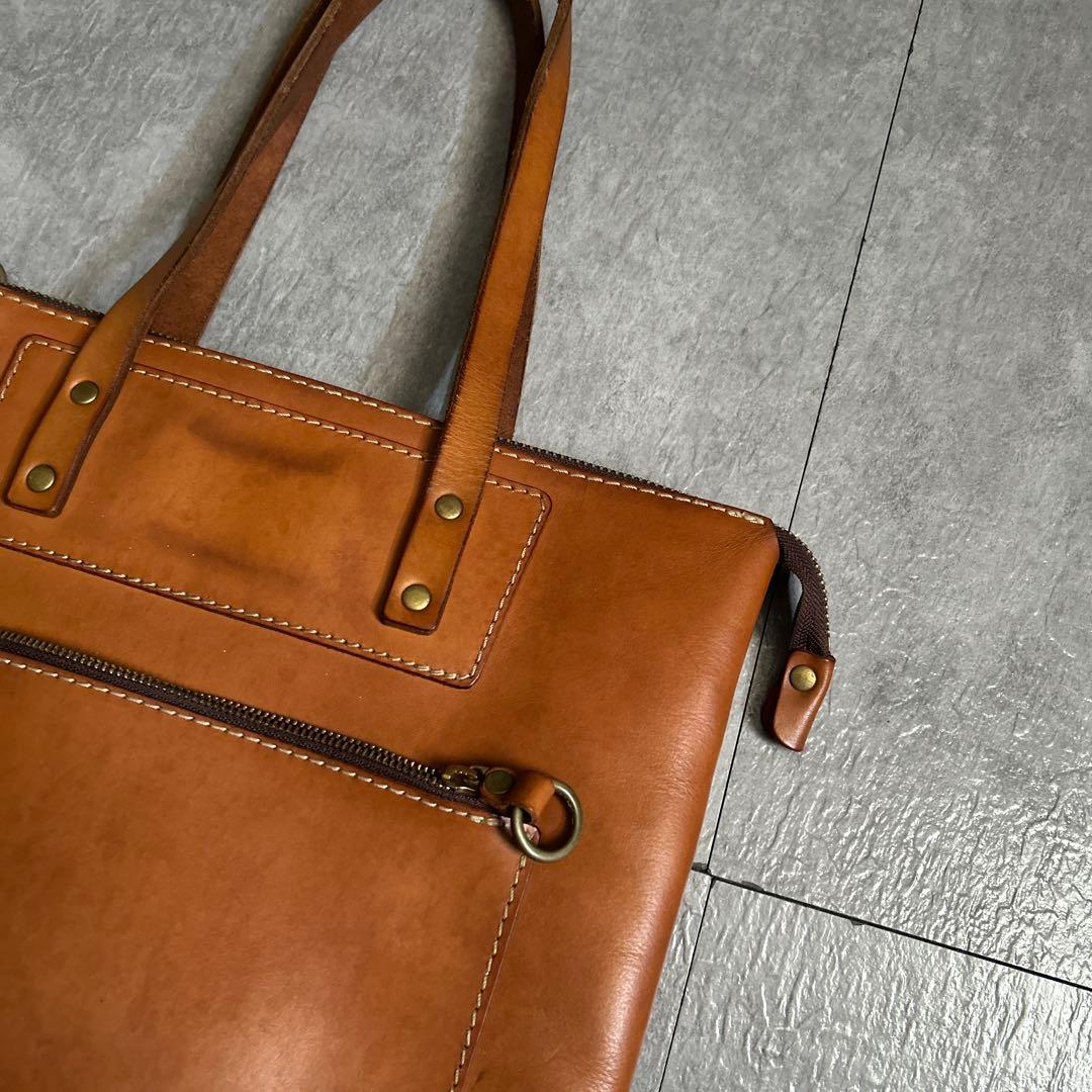 HERZトートバッグ本革オールレザーヴィンテージキャメル