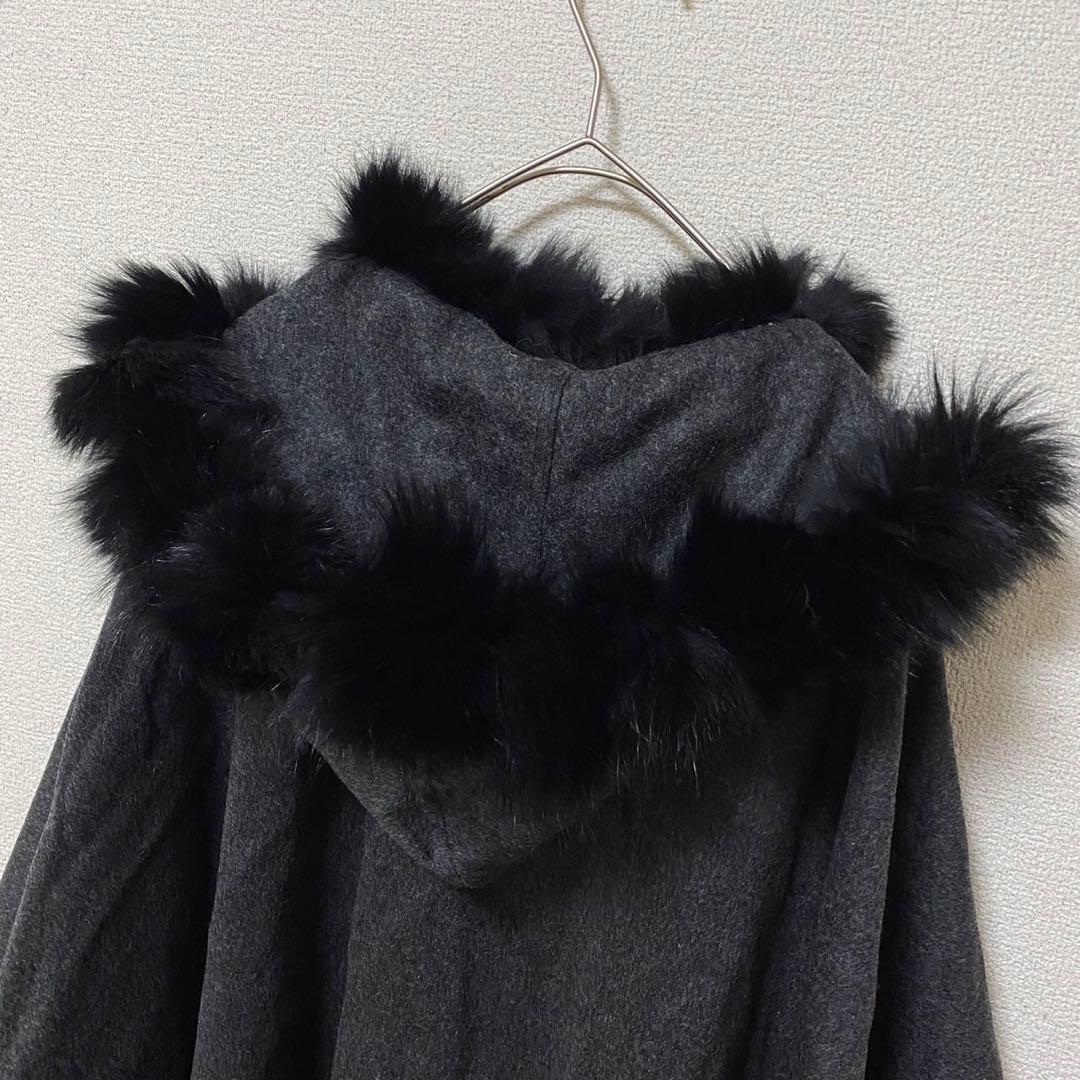 【極美品✨】マーファス カシミヤ混 ブルーフォックスファー ポンチョ M相当