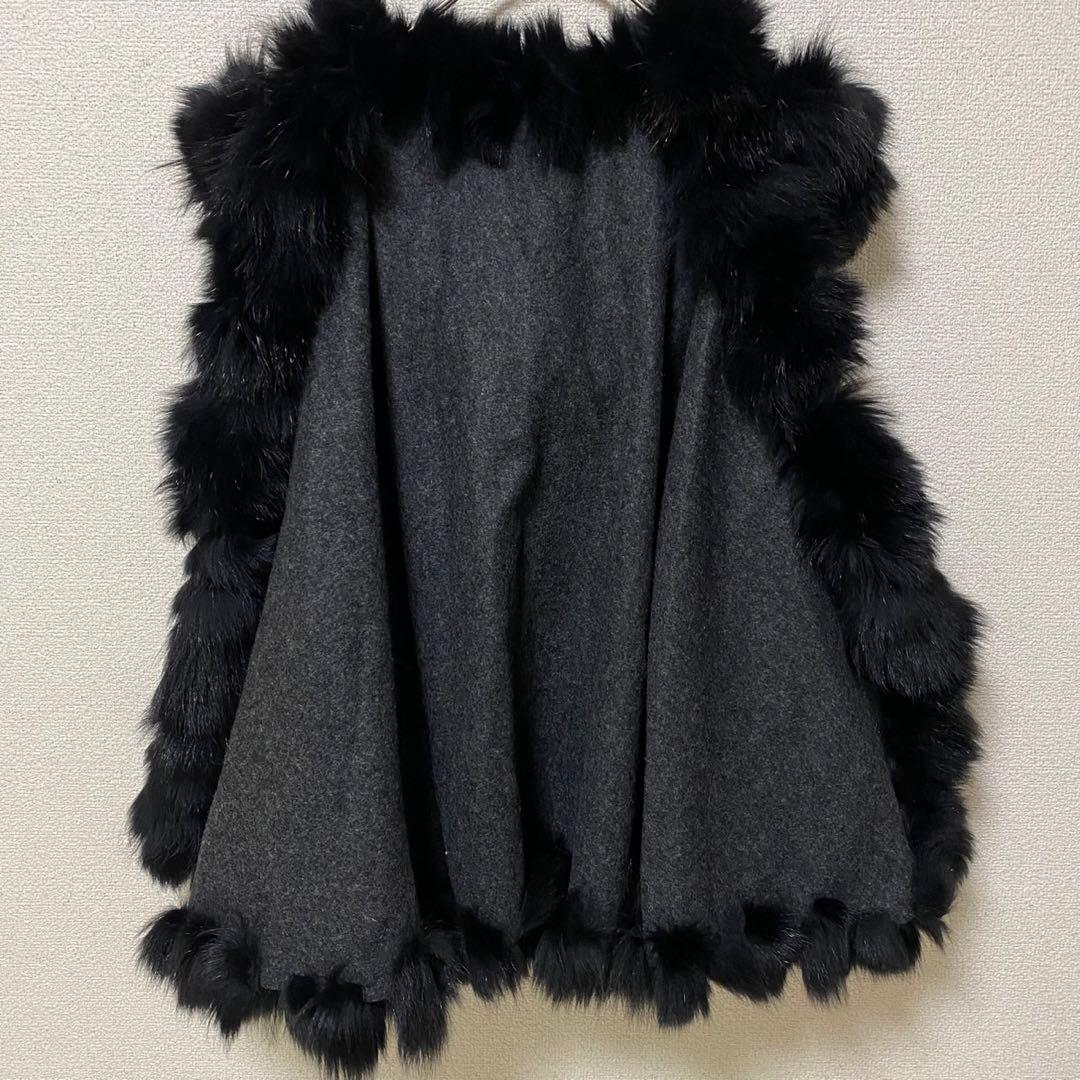 【極美品✨】マーファス カシミヤ混 ブルーフォックスファー ポンチョ M相当