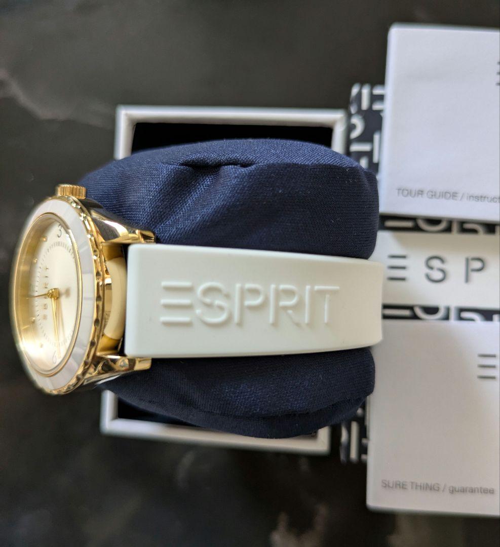 【未使用】　ESPRIT　エスプリ　レディース腕時計　白ラバーベルト