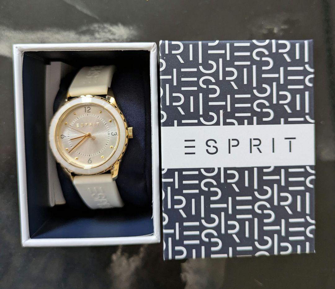 【未使用】　ESPRIT　エスプリ　レディース腕時計　白ラバーベルト