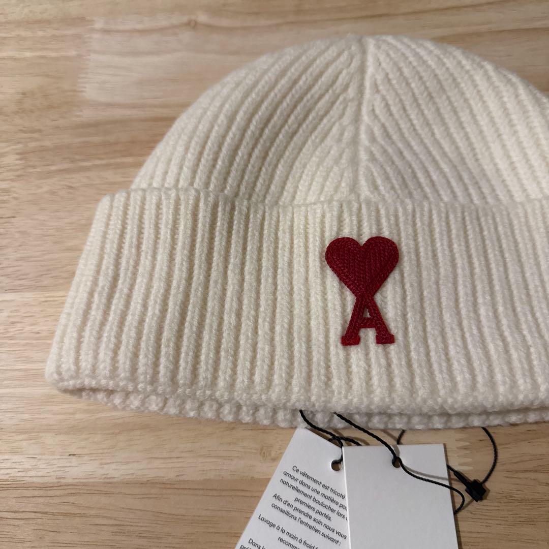 【美品】AmiParis ニット帽　ホワイト