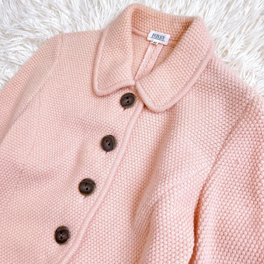 FOXEY BOUTIQUE カシミヤ　ニット　ジャケット　ピンク　日本製　38