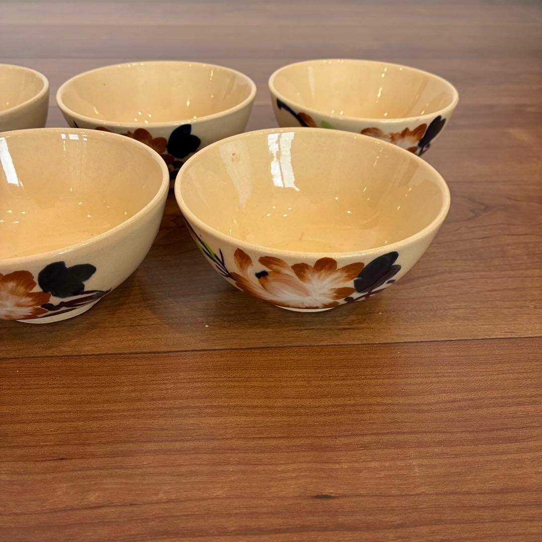 ソンべ焼き　ライテウ焼き　茶碗　6枚　セット　ベトナム 花柄 陶器製飯碗