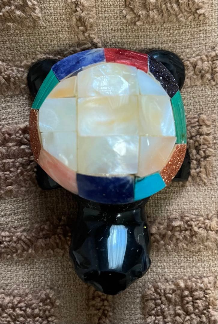 黒曜石　マヤ　tortuga カメ　置物　メキシコ　宝石