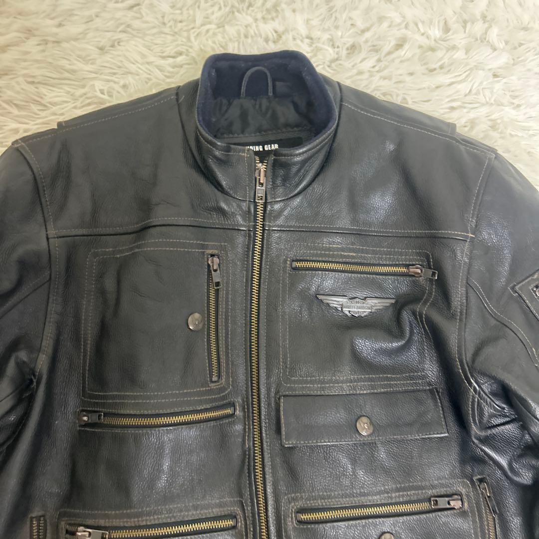 美品 ハーレーダヴィッドソン レザー シングル ライダースジャケット ブラック
