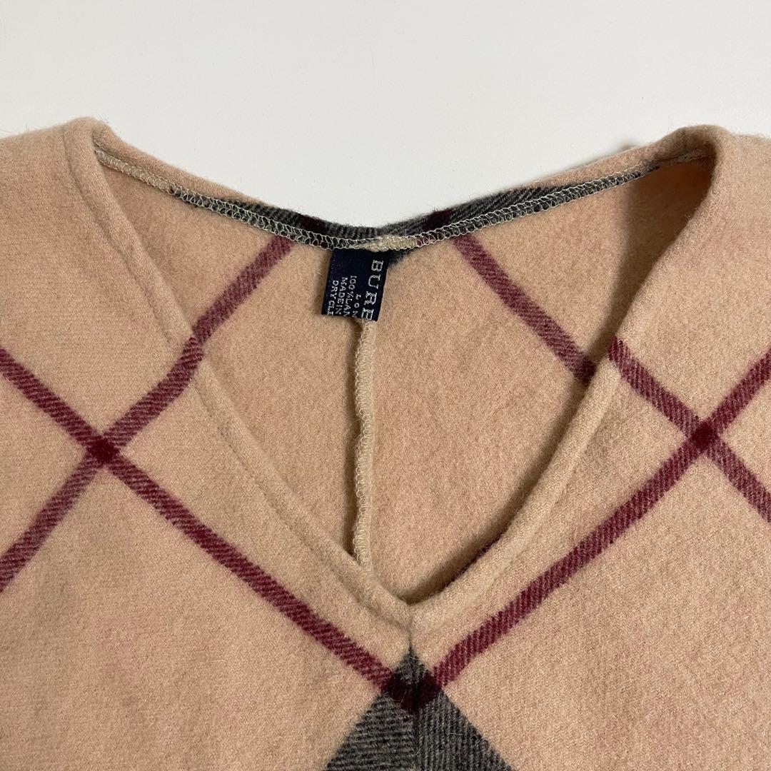 BURBERRY バーバリー ウール ノバチェック フリンジ ポンチョ ベージュ