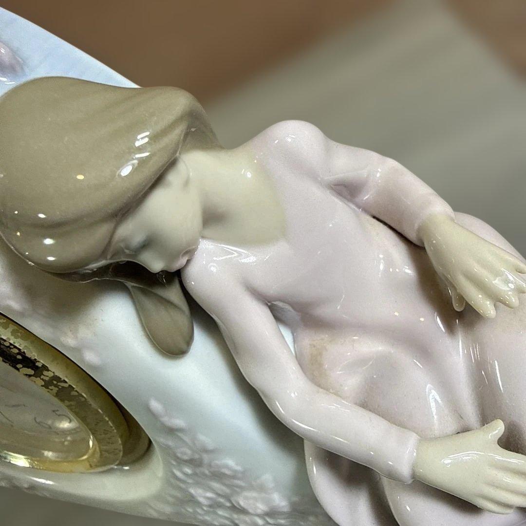 も*ん様 リアドロ　陶器製姉妹　フィギュア置時計　レトロ
