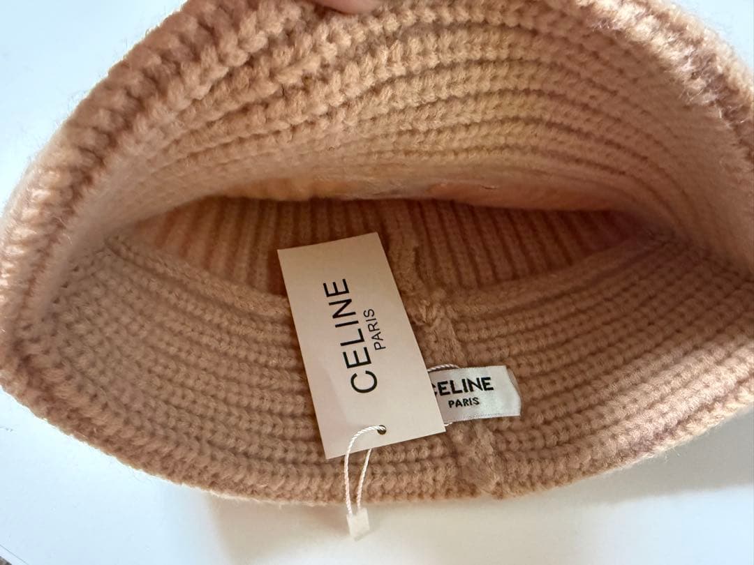 CELINE ニット帽　ピンクベージュ