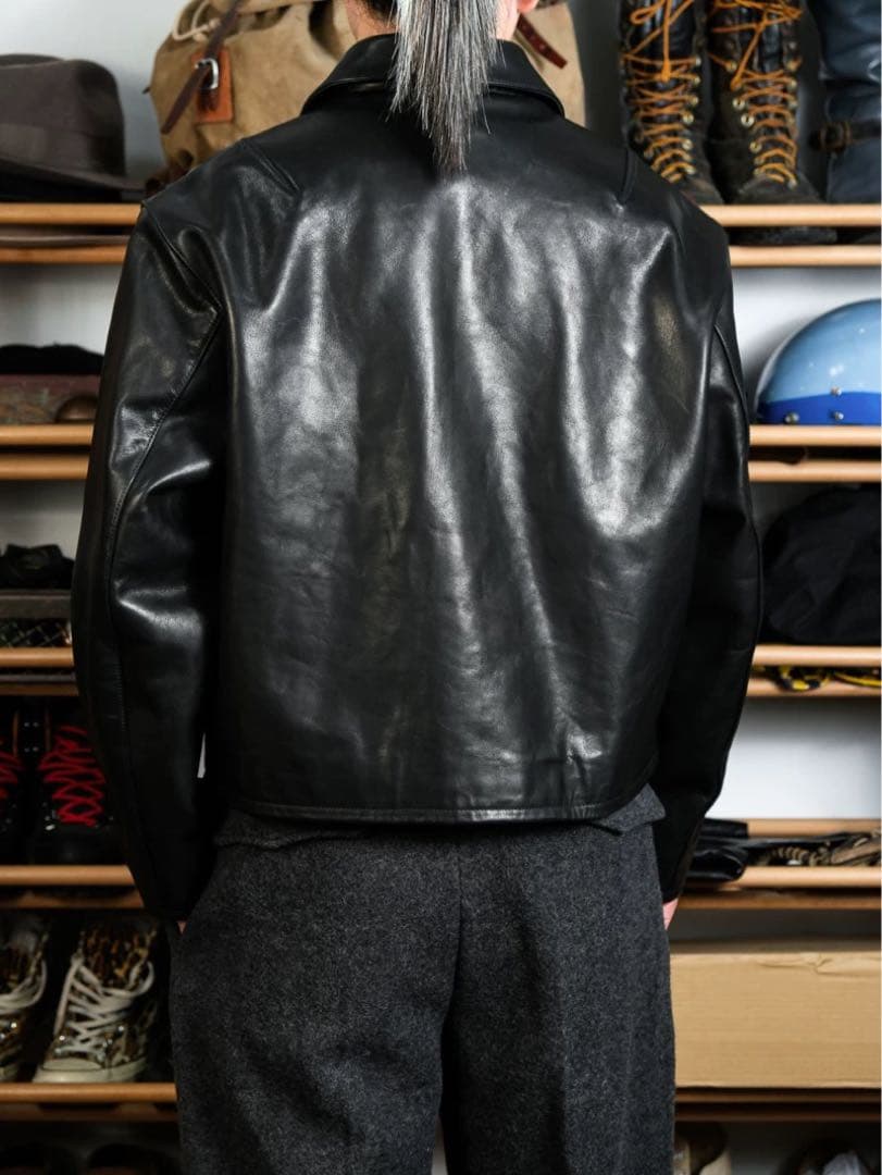 REAL SIMONS ECOオイルワックス仔牛革 シンプルジャケット 黒 M