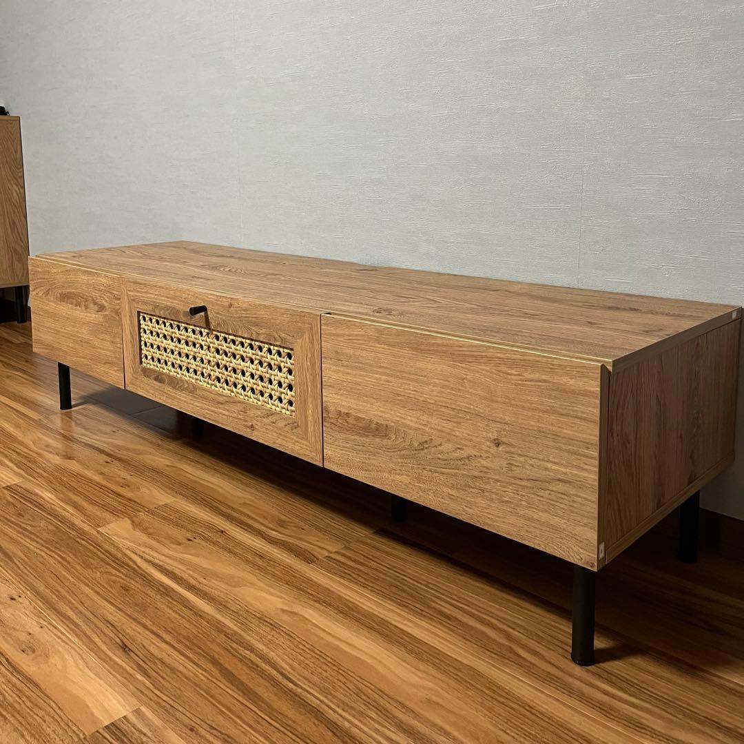 【美品】LOWYA ラタン調 ローテレビボード テレビ台 北欧風