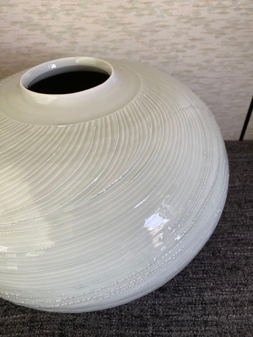 砥部焼　髙橋正作　大壺　花器　花瓶　白磁　壺　置物