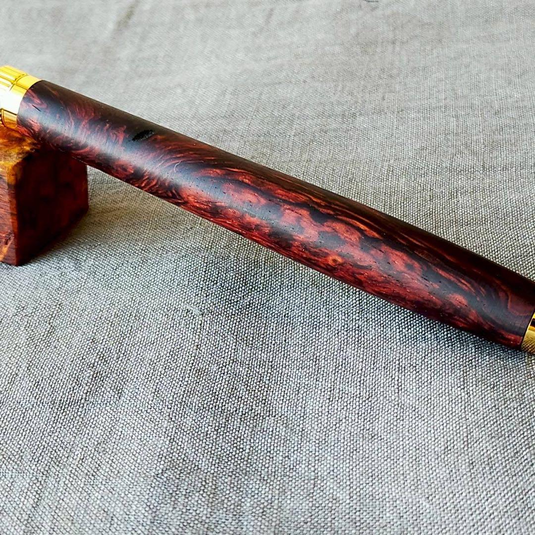上杢　ランセオラリア　ハンドメイド　木軸ボールペン　G2　天然木　ゴールド