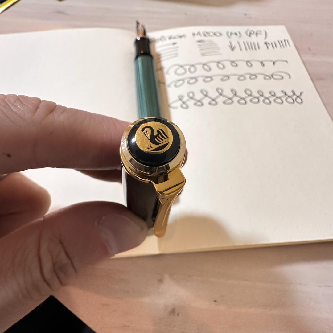 PELIKAN ペリカン 万年筆 M300 緑縞 ペン先 F 14C-585