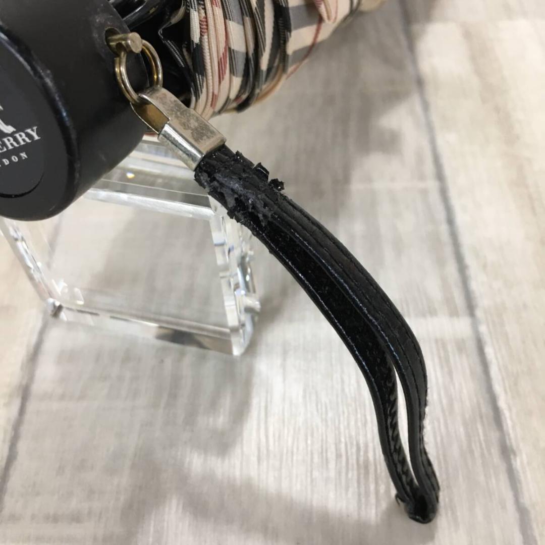 BURBERRY 収納袋付 ノバチェック柄 折りたたみ傘●ベージュ系