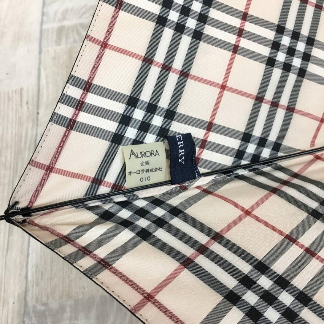 BURBERRY 収納袋付 ノバチェック柄 折りたたみ傘●ベージュ系