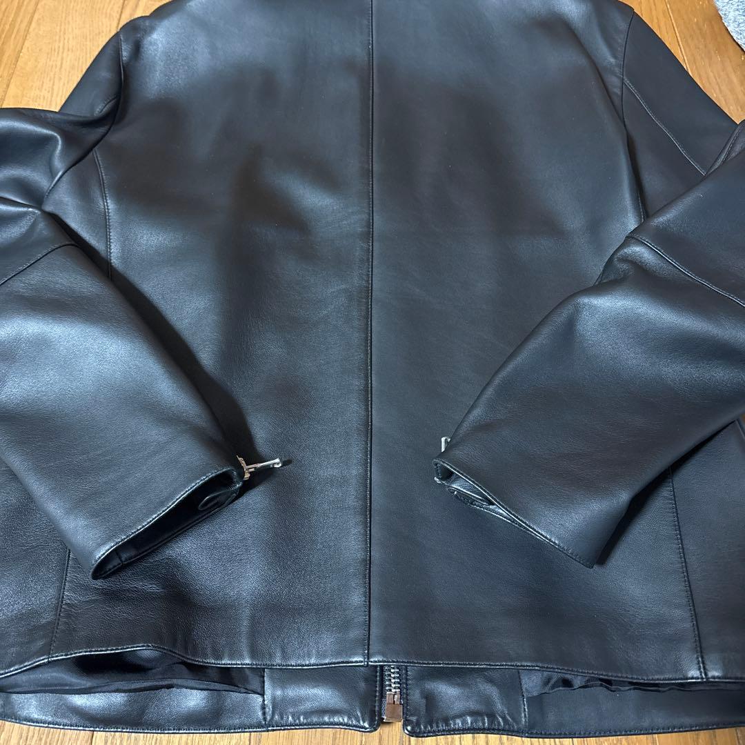 DENIM×TOMORROWLAND ブラック ラムレザーシングルライダース