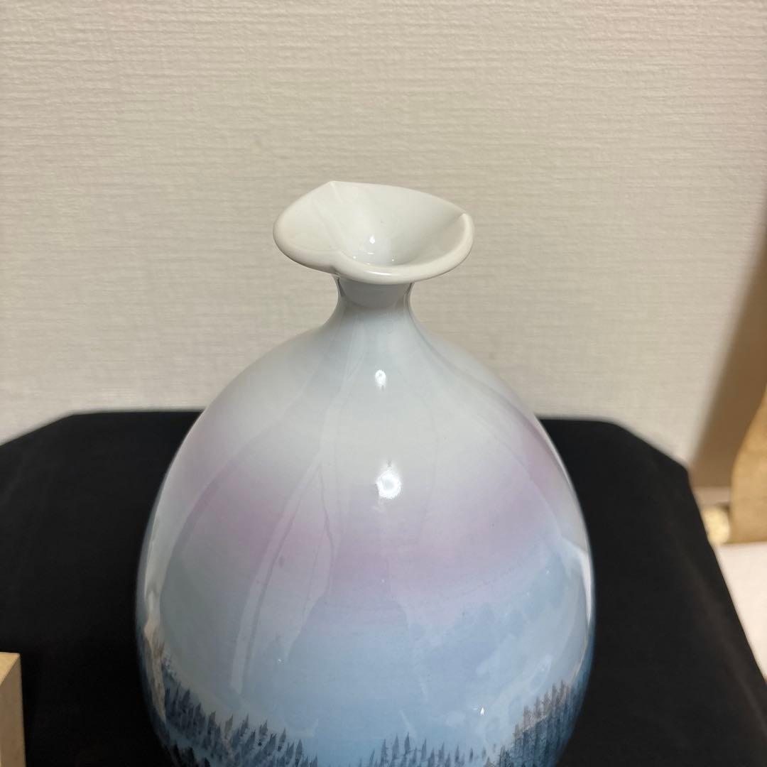 藤井朱明 壺 飾り壺 花器 日展人気作家 朝日花瓶 有田焼 人間国宝 木箱付き