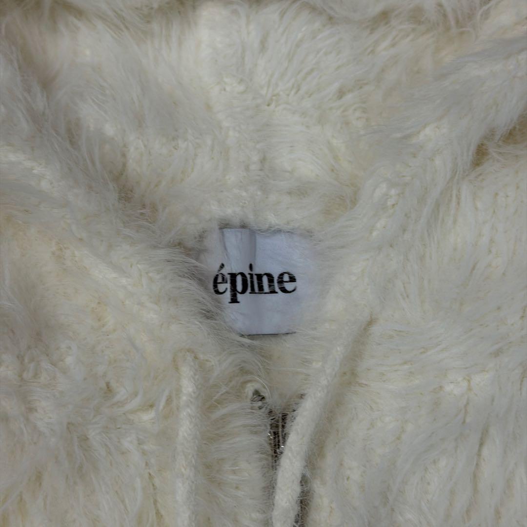 トップス epine shaggy knit hoodie white